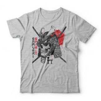 Camiseta Samurai Skull - Mescla Cinza
