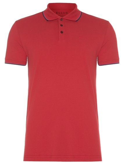 Polo Ellus Masculina Piquet Tipped Collar Vermelho Mescla - Marca Ellus