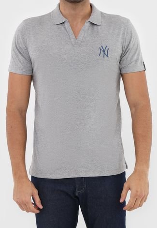 Camisa Polo New Era Reta New York Yankees Cinza