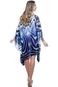 Vestido Kaftan Amplo Cetim Estampado Exclusivo Zebra Joias Azul - Marca 101 Resort Wear