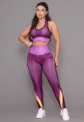 Conjunto Academia Feminino Top e Calça Esportiva Cintura Alta Linha Premium Roxo - Marca DL