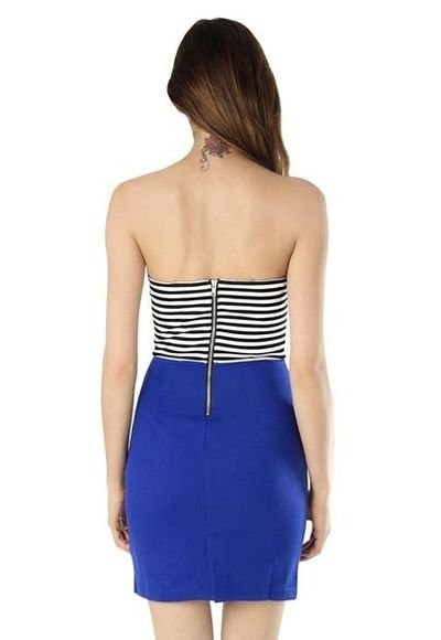 Vestido azul con rayas negras cheap