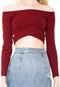 Blusa Cropped Coca-Cola Jeans Canelada Vinho - Marca Coca-Cola Jeans