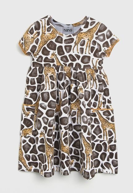 Vestido NANAI BY KYLY Infantil Girafa Branco/Marrom - Marca NANAI BY KYLY