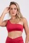 Top Cropped Fitness Feminino Com Alça De Um Ombro Só Blogueira 4 Estações Vermelho - Marca 4 Estações