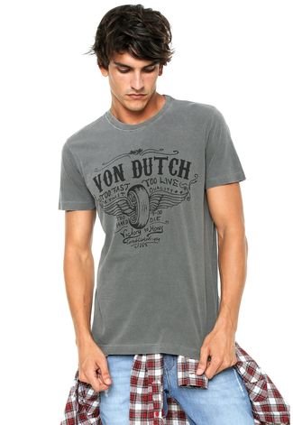 Camiseta Von Dutch Too Fast Cinza  REVERSA OP..: Modelo Divergente   