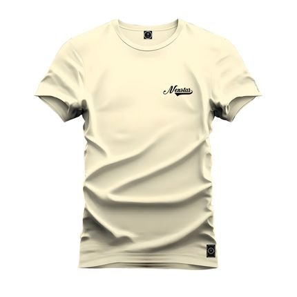 Camiseta Plus Size Premium Malha Confortável Estampada Nexstar Grifado No Peito - Pérola - Marca Nexstar
