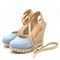 Sandália Anabela Em Juta Com Amarração Azul Serenity Lançamento - Marca Carolla Shoes