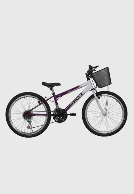 Bicicleta Aro 24 18M Model Violeta com cestão Athor Bikes - Marca Athor Bikes