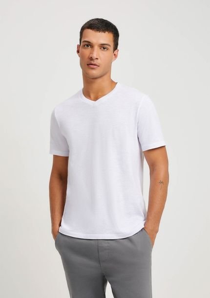 Camiseta Básica Masculina Slim Em Flamê - Marca Hering