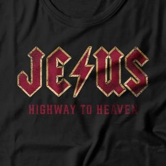 Camiseta Feminina Jesus Highway To Heaven - Preto