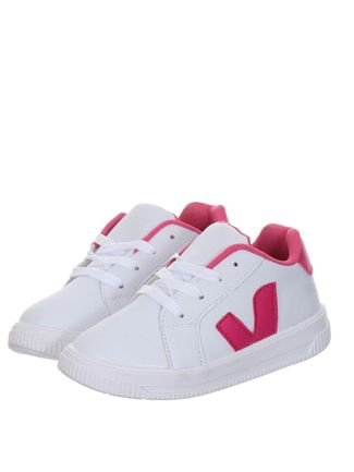Tenis Infantil Sapato de Menina Juvenil Listra Rosa cor Branca