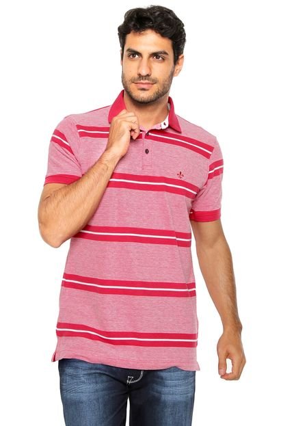 Camisa Polo Dudalina Reta Listras Vermelha - Marca Dudalina