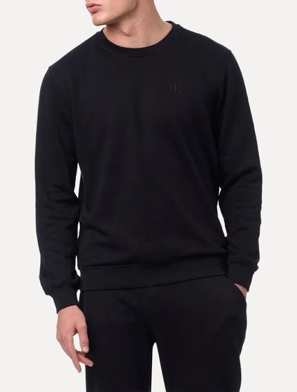 Moletom Calvin Klein Jeans Masculino Crewneck CK Bordado Preto - Marca Calvin Klein