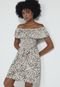 Vestido Forever 21 Curto Ombro a Ombro Animal Print Bege - Marca Forever 21