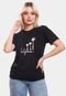 Tshirt Blusa Feminina Coqueiros California Estampada Manga Curta Camiseta Camisa Preto - Marca ADRIBEN