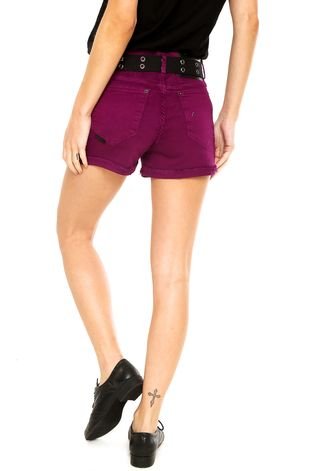 Short Sarja Ellus Cinto Roxo