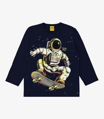Camiseta Infantil Masculina Astronauta Rovi Kids Azul - Marca Rovitex Kids