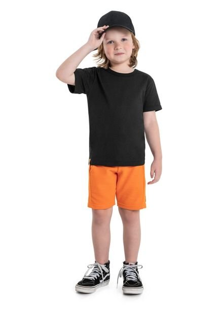 Camiseta Básica Infantil para Meninos Manga Curta em Meia Malha Quimby Preto - Marca Quimby