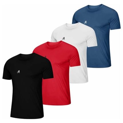 Kit 4 Camiseta Masculina Esportiva de Poliester Camisa Gola Redonda Estampada - Marca Relaxado