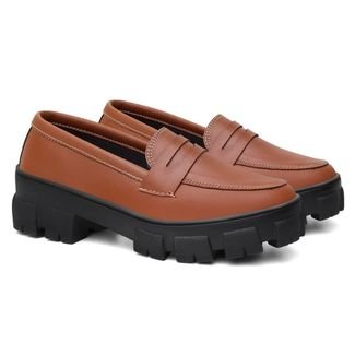 Mocassim Feminino Oxford Tratorado Caramelo