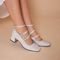 Sapato Feminino Mary Jane Boneca Três Fivelas Salto Baixo  Branco - Marca Pé Vermelho Calçados