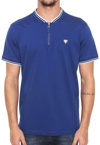 Camisa Polo Cavalera Reta Logo Azul