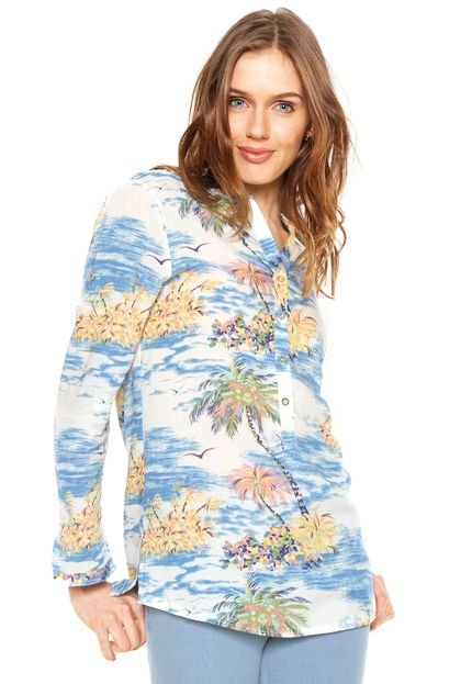 Camisa Meiling Tropical Azul - Marca Meiling