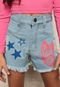 Shorts Kids Meninas Estampa Destroyed Barra Desfiada Lavagem Clara Moda Comfort Juvenil - Marca CADENTE WORLD PAIXAO