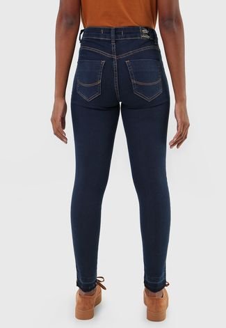 Calça Cropped Jeans Biotipo Skinny Pespontos Azul-Marinho