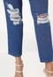 Calça Cropped Jeans Biotipo Mom Destroyed Azul - Marca Biotipo