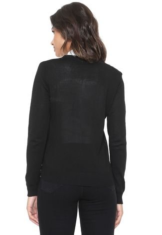 Cardigan For Why Tricot Textura Preto