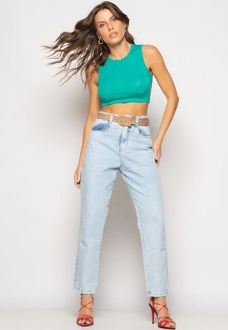 Cropped Regata Recorte Malha Salvatore Fashion Verde