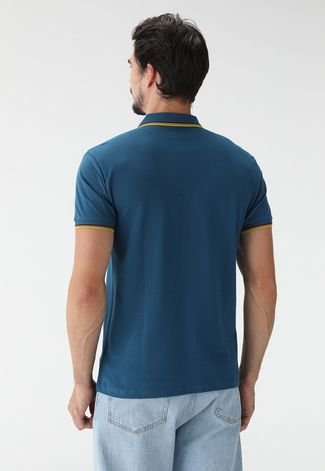 Camisa Polo Colcci Reta Logo Azul