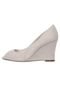 Peep Toe Via Marte Anabela Liso Off-White - Marca Via Marte