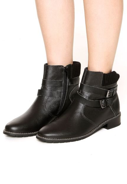 Bota Couro Usaflex Fivela Preto - Marca Usaflex