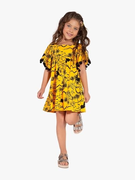 Vestido Meia Malha Infantil Menina Nanai Amarelo - Marca Nanai