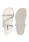 Sandalia Papete Feminina Chinelo Brilho 3 Tiras Off White Estilo Shoes - Marca Estilo Shoes