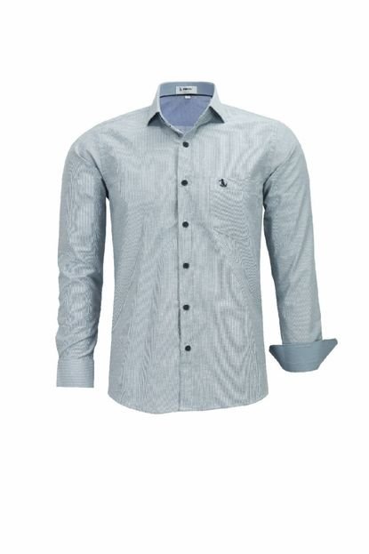 Camisa Manga Longa Amil Comfort Tecido Misto Cinza 1779 - Marca Amil