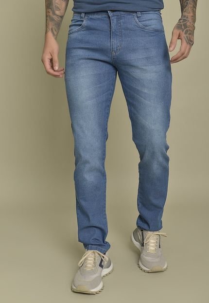 Calça Jeans Slim Fit Stone Lemier Collection  Bolsos Faca Masculina - Marca Lemier Jeans