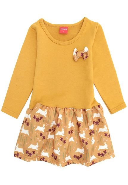 Vestido Tricae Infantil Laço Amarelo - Marca Tricae