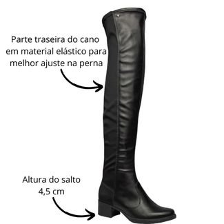 Bota Over The Knee Mississipi MI603-0001 Feminina - Preta