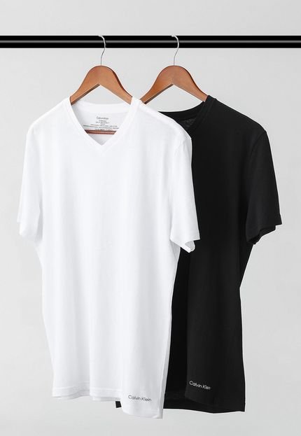 Kit 2pçs Camiseta Calvin Klein Underwear Gola V Preta - Marca Calvin Klein Underwear