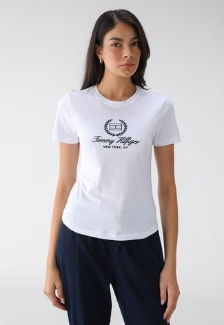 Camiseta Tommy Hilfiger Slim Estampa Branca