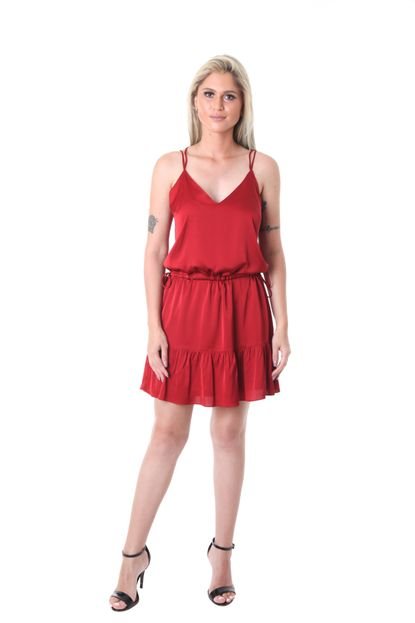 Vestido Curto Miss Joy Liso Vinho - Marca Miss Joy