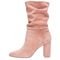 Bota Feminina Bico Redondo Rosa Bebe Suede Cano Medio Enrugado Salto Grosso Alto Couro - Marca Christian Fischer