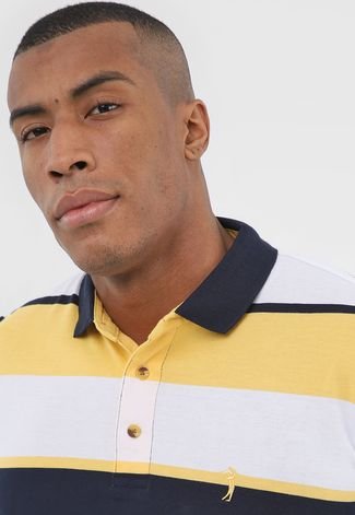 Camisa Polo Aleatory Reta Listrada Amarela