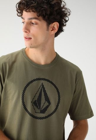 Camiseta Volcom Reta Logo Verde