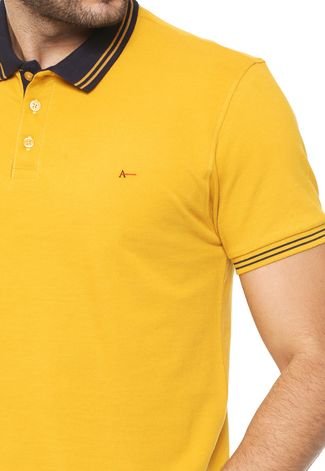 Camisa Polo Aramis Manga Curta Logo Amarela