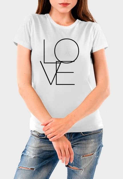 Camiseta Feminina Branca Love Algodão Premium Benellys - Marca Benellys
